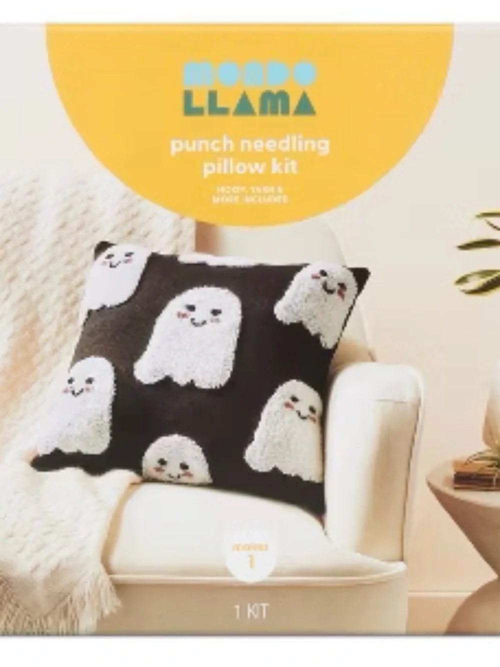 Mondo Llama Ghost Pattern Punch Needle Pillow Kit